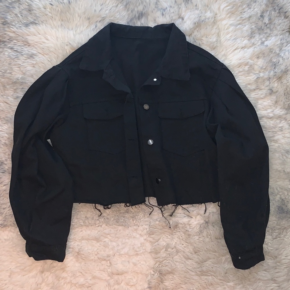 Shein Raw Hem Cropped Jean Jacket